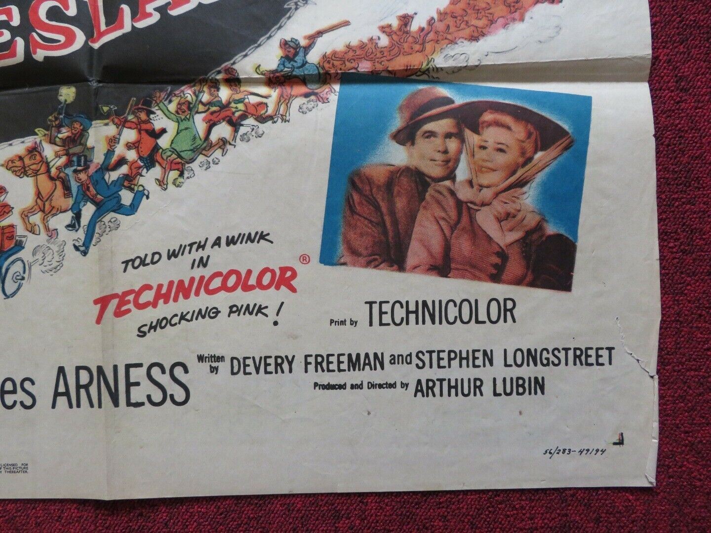 THE FIRST TRAVELING SALESLADY FOLDED US ONE SHEET POSTER GINGER ROGERS 1956 - Rendezvous Cinema
