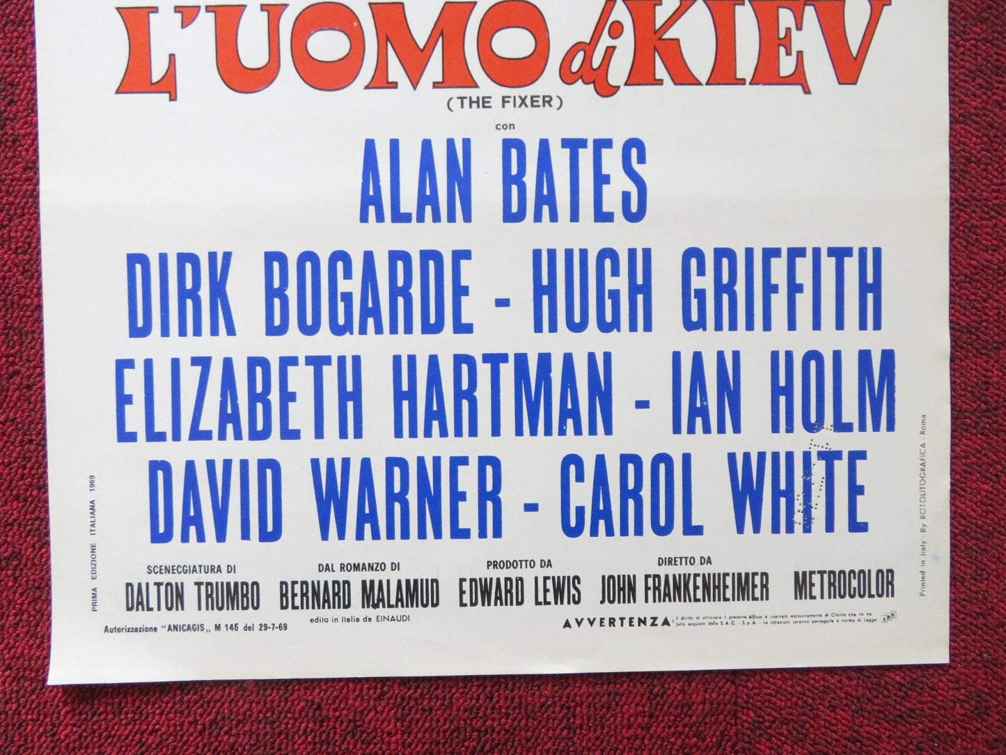 THE FIXER ITALIAN LOCANDINA POSTER ALAN BATES DIRK BOGARDE 1969 Rendezvous Cinema Movie posters