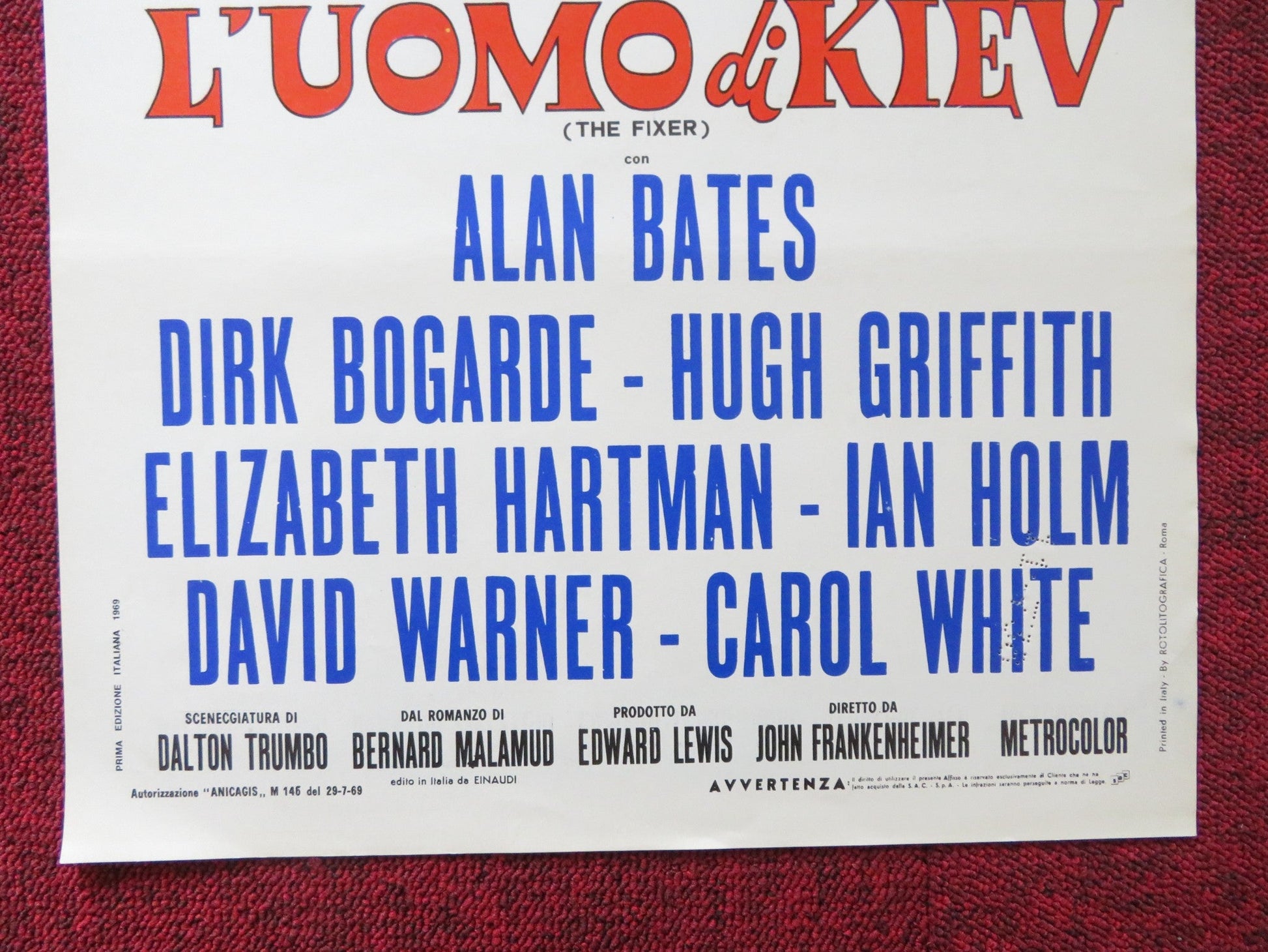 THE FIXER ITALIAN LOCANDINA POSTER ALAN BATES DIRK BOGARDE 1969 Rendezvous Cinema Movie posters