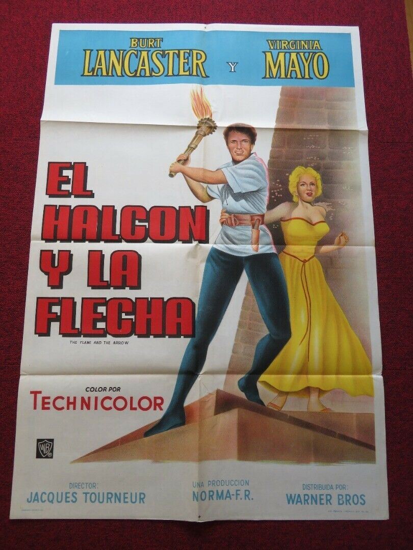 THE FLAME AND THE ARROW FOLDED ARGENTINA POSTER BURT LANCASTER 1951 - Rendezvous Cinema