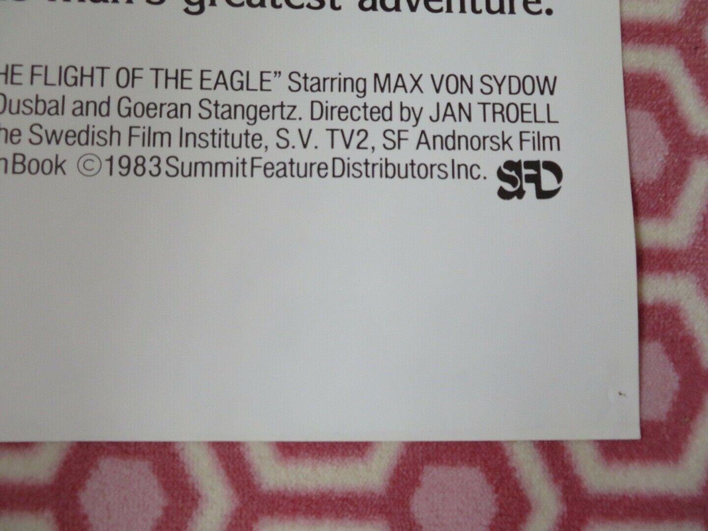 THE FLIGHT OF THE EAGLE US ORIGINAL ONE SHEET MAX VON SYDOW OSCAR NOM Movie posters