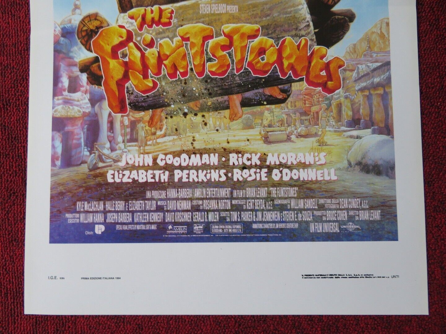 THE FLINTSTONES ITALIAN LOCANDINA (27.5"x13") POSTER JOHN GOODMAN 1994 Movie posters