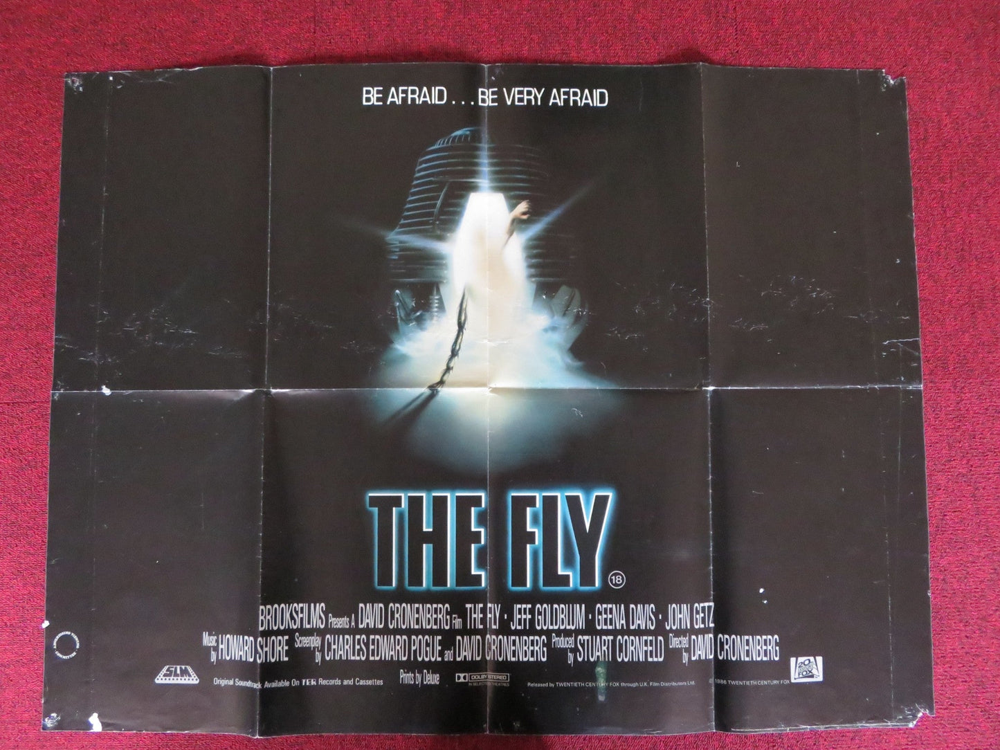 THE FLY UK QUAD POSTER FOLDED JEFF GOLDBLUM GEENA DAVIS DAVID CRONENBERG 1986 Rendezvous Cinema Movie posters