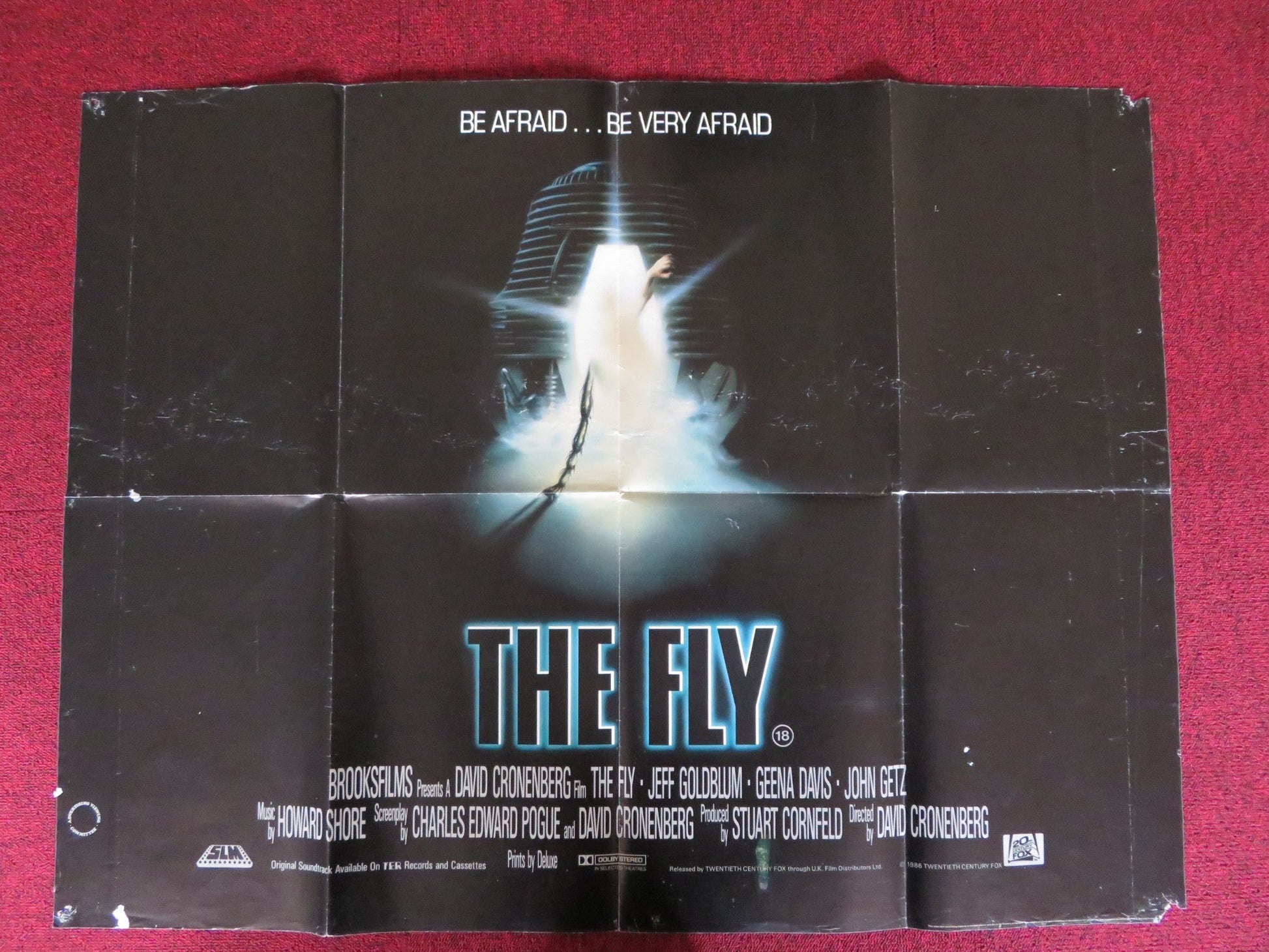 THE FLY UK QUAD POSTER FOLDED JEFF GOLDBLUM GEENA DAVIS DAVID CRONENBERG 1986 Rendezvous Cinema Movie posters
