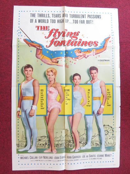 THE FLYING FONTAINES FOLDED US ONE SHEET POSTER MICHAEL CALLAN EVY NORLAND 1959 Rendezvous Cinema Movie posters