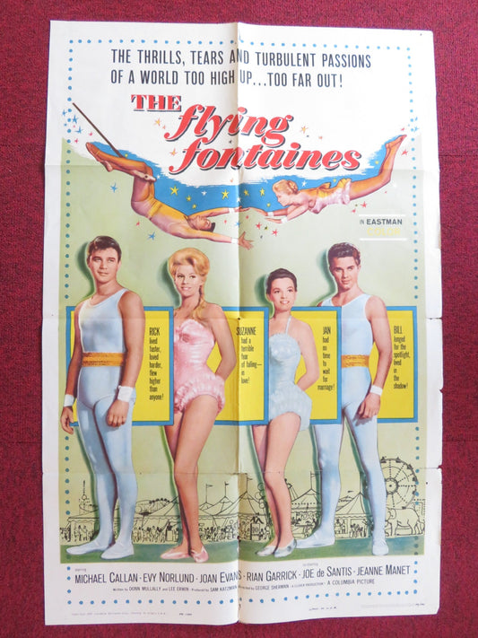 THE FLYING FONTAINES FOLDED US ONE SHEET POSTER MICHAEL CALLAN EVY NORLAND 1959 Rendezvous Cinema Movie posters