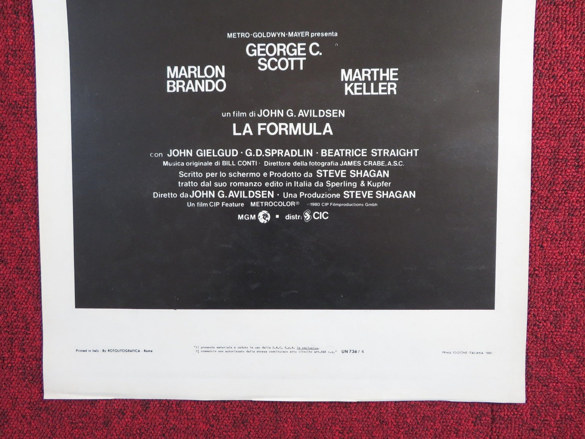 THE FORMULA ITALIAN LOCANDINA POSTER GEORGE C. SCOTT MARLON BRANDO 1981 Rendezvous Cinema Movie posters