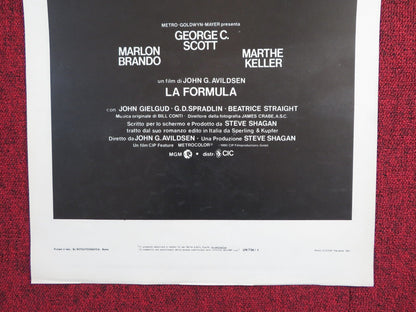 THE FORMULA ITALIAN LOCANDINA POSTER GEORGE C. SCOTT MARLON BRANDO 1981 Rendezvous Cinema Movie posters