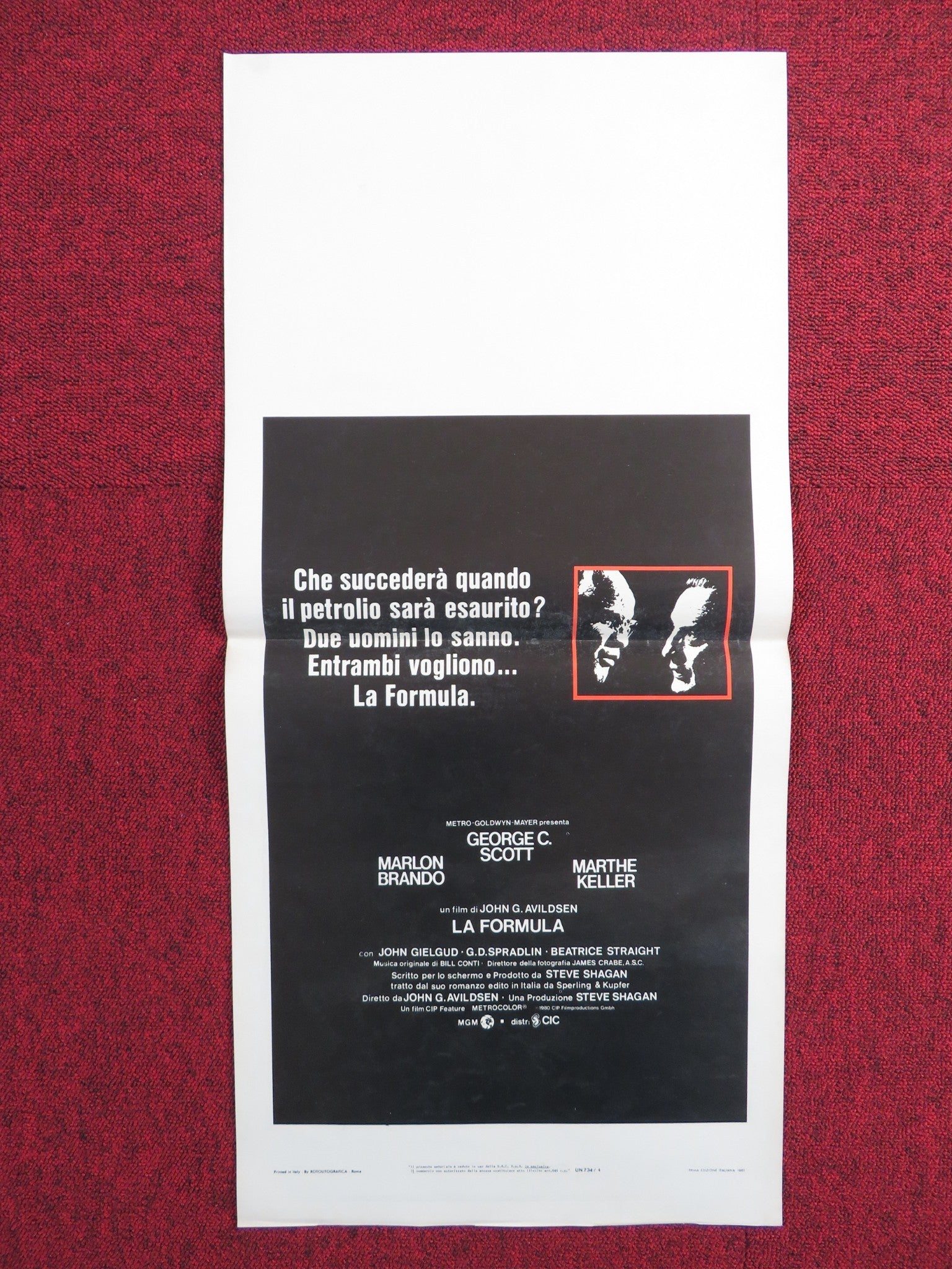 THE FORMULA ITALIAN LOCANDINA POSTER GEORGE C. SCOTT MARLON BRANDO 1981 Rendezvous Cinema Movie posters