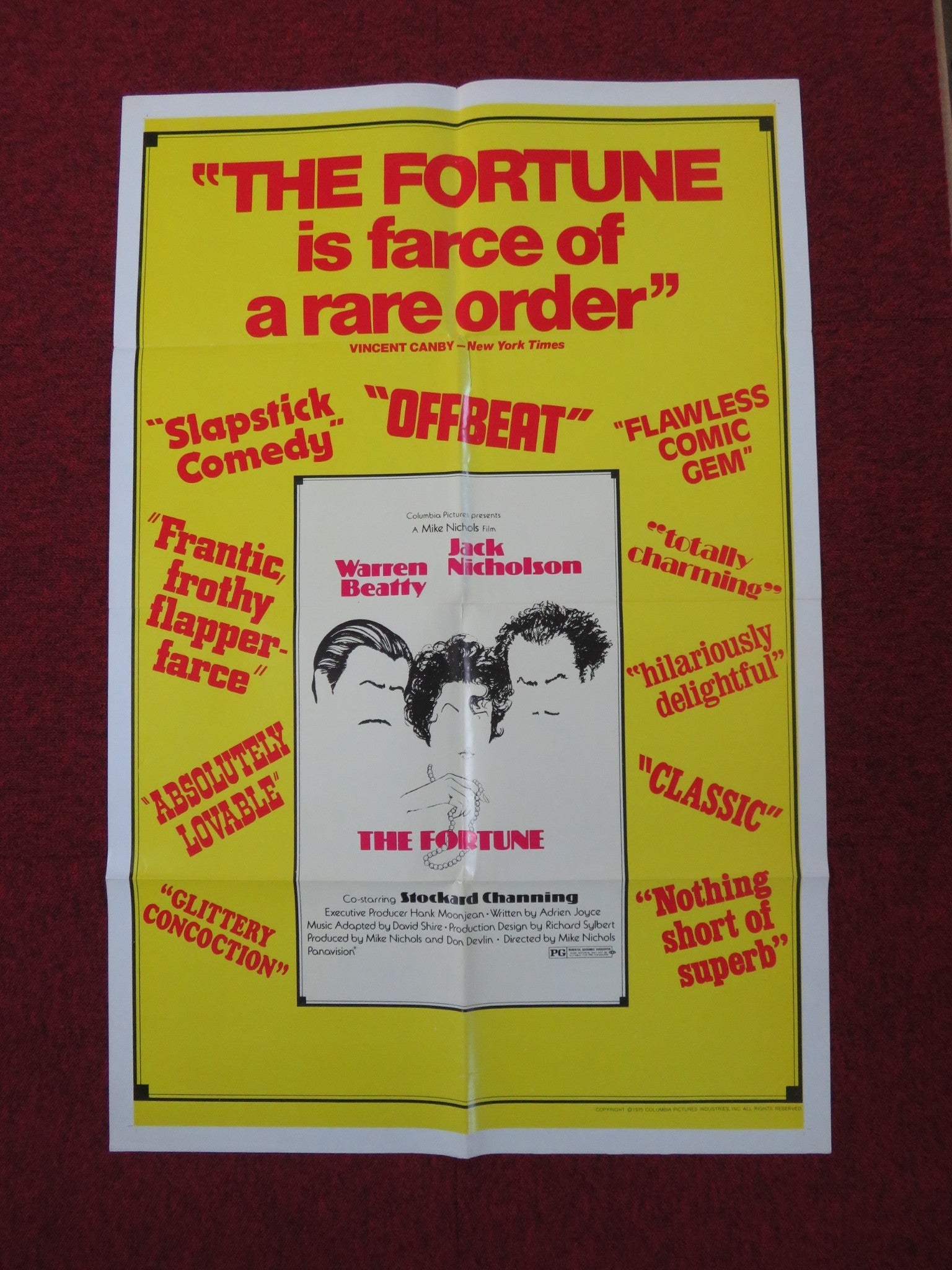 THE FORTUNE FOLDED US ONE SHEET POSTER JACK NICHOLSON WARREN BEATTY 1975 Rendezvous Cinema Movie posters