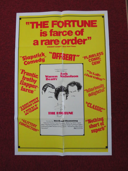 THE FORTUNE FOLDED US ONE SHEET POSTER JACK NICHOLSON WARREN BEATTY 1975 Rendezvous Cinema Movie posters