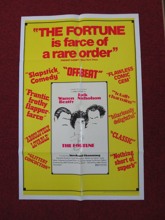THE FORTUNE FOLDED US ONE SHEET POSTER JACK NICHOLSON WARREN BEATTY 1975 Rendezvous Cinema Movie posters