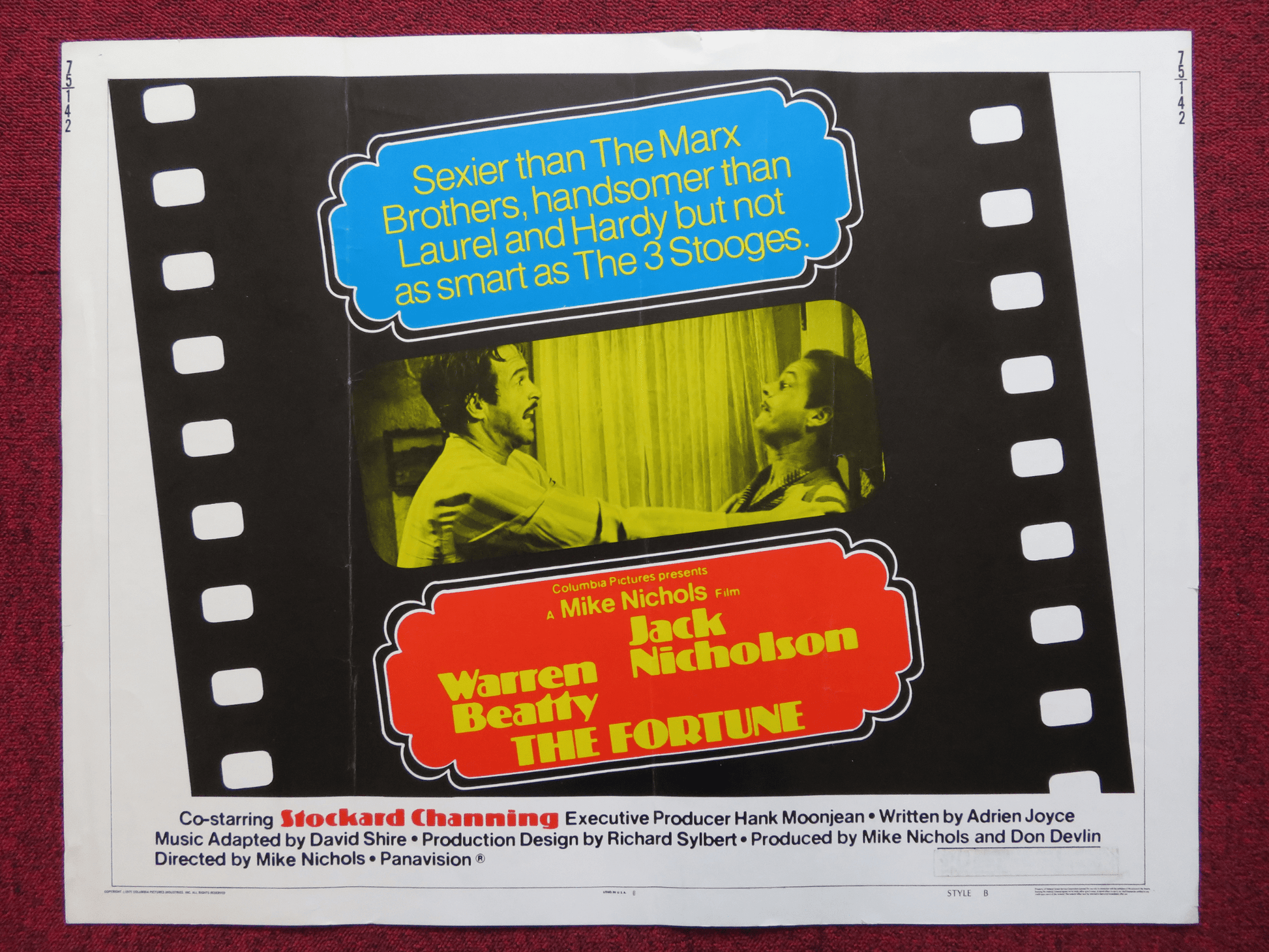 THE FORTUNE - STYLE B US HALF SHEET (22"x 28") POSTER JACK NICHOLSON 1975 Rendezvous Cinema Movie posters