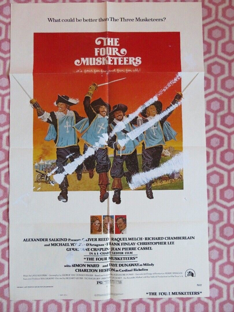 THE FOUR MUSKETEERS STYLE C FOLDED US ONE SHEET POSTER CHRISTOPHER LEE 1975 Movie posters