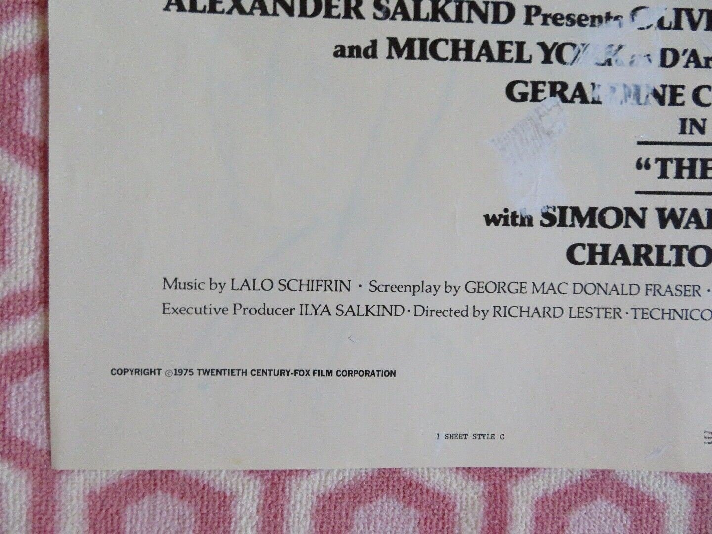 THE FOUR MUSKETEERS STYLE C FOLDED US ONE SHEET POSTER CHRISTOPHER LEE 1975 Movie posters