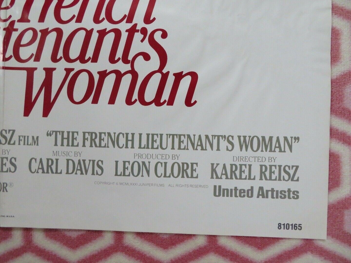 THE FRENCH LIEUTENANT'S WOMAN US ONE SHEET POSTER MERYL STREEP 1981 Rendezvous Cinema Movie posters