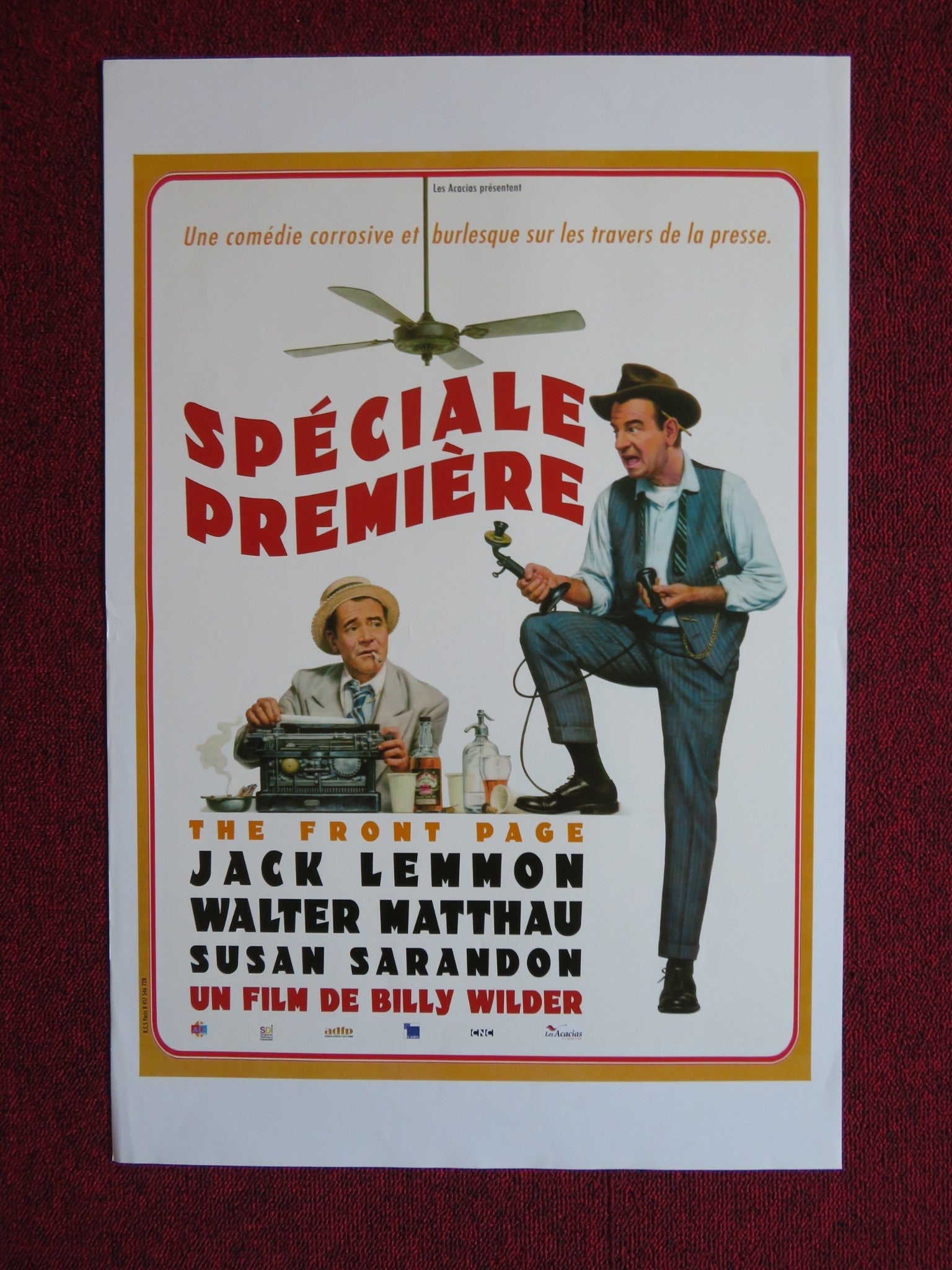 THE FRONT PAGE FRENCH (16" x 23.5") POSTER JACK LEMON WALTER MATTHAU 1974 Rendezvous Cinema Movie posters