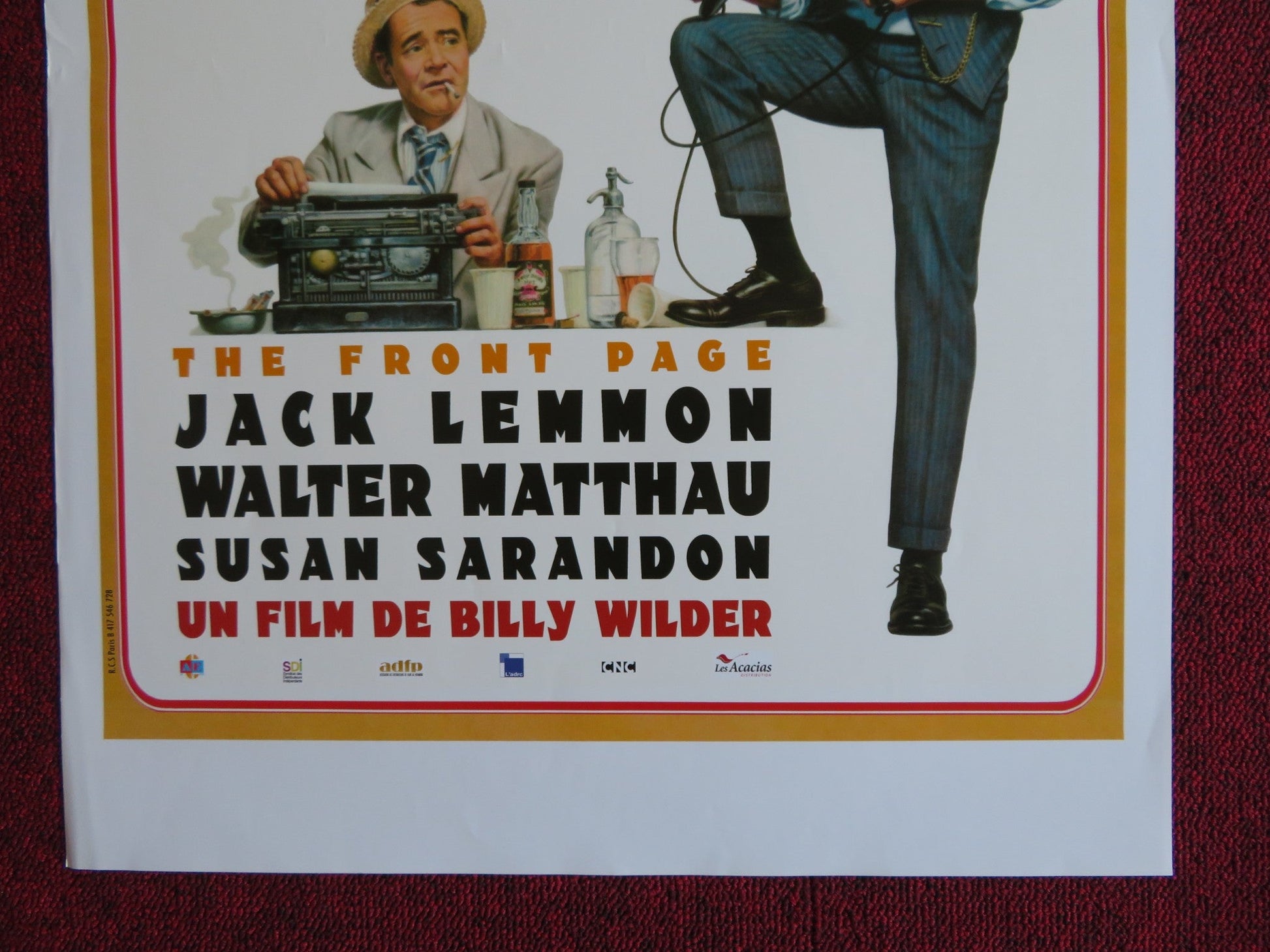 THE FRONT PAGE FRENCH (16" x 23.5") POSTER JACK LEMON WALTER MATTHAU 1974 Rendezvous Cinema Movie posters