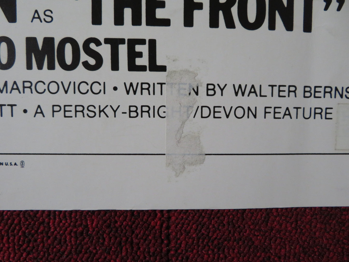 THE FRONT US HALF SHEET (22"x 28") POSTER WOODY ALLEN ZERO MOSTEL 1976 Rendezvous Cinema Movie posters