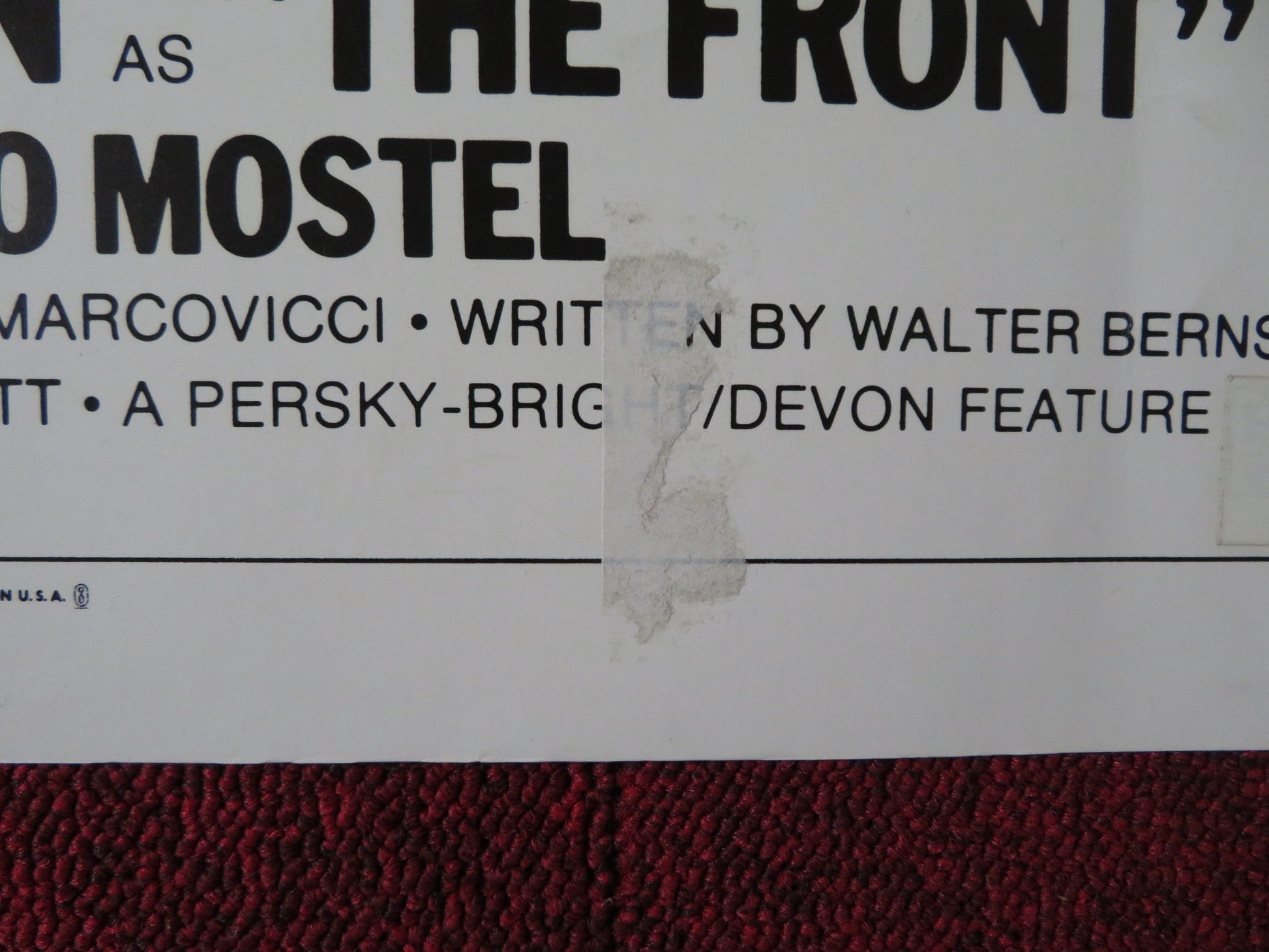 THE FRONT US HALF SHEET (22"x 28") POSTER WOODY ALLEN ZERO MOSTEL 1976 Rendezvous Cinema Movie posters