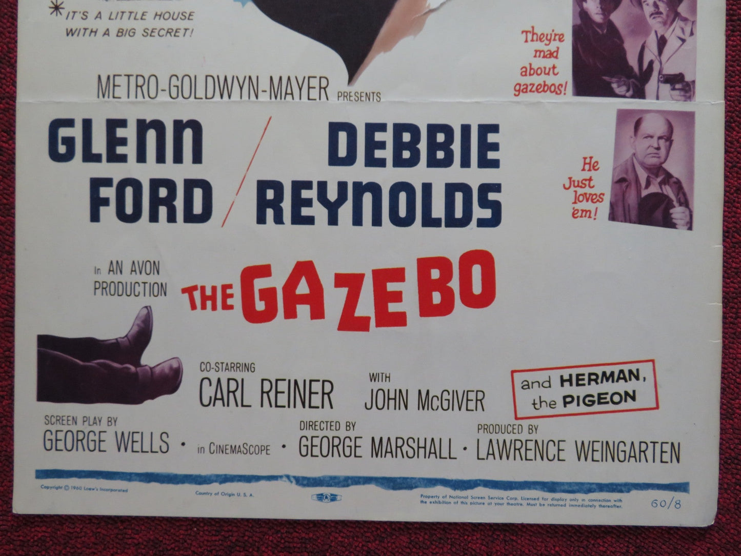 THE GAZEBO US INSERT (14"x 36") POSTER GLENN FORD DEBBIE REYNOLDS 1960 Rendezvous Cinema Movie posters
