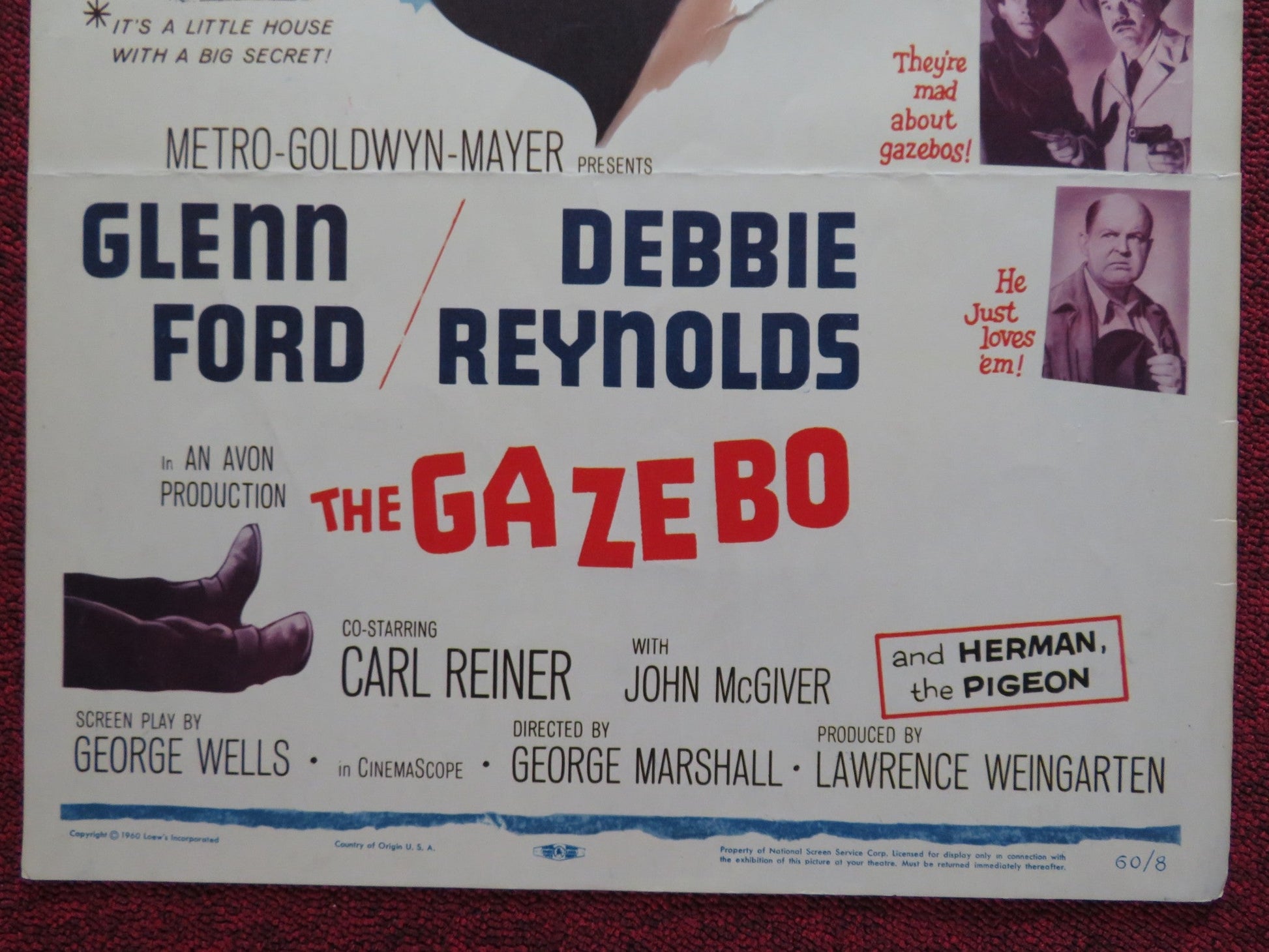 THE GAZEBO US INSERT (14"x 36") POSTER GLENN FORD DEBBIE REYNOLDS 1960 Rendezvous Cinema Movie posters