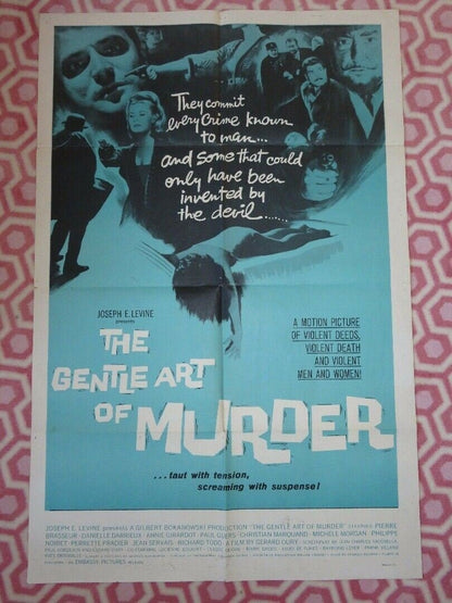 THE GENTLE ART OF MURDER/Crime Does Not Pay FOLDED US ONE SHEET POSTER 1962 Movie posters