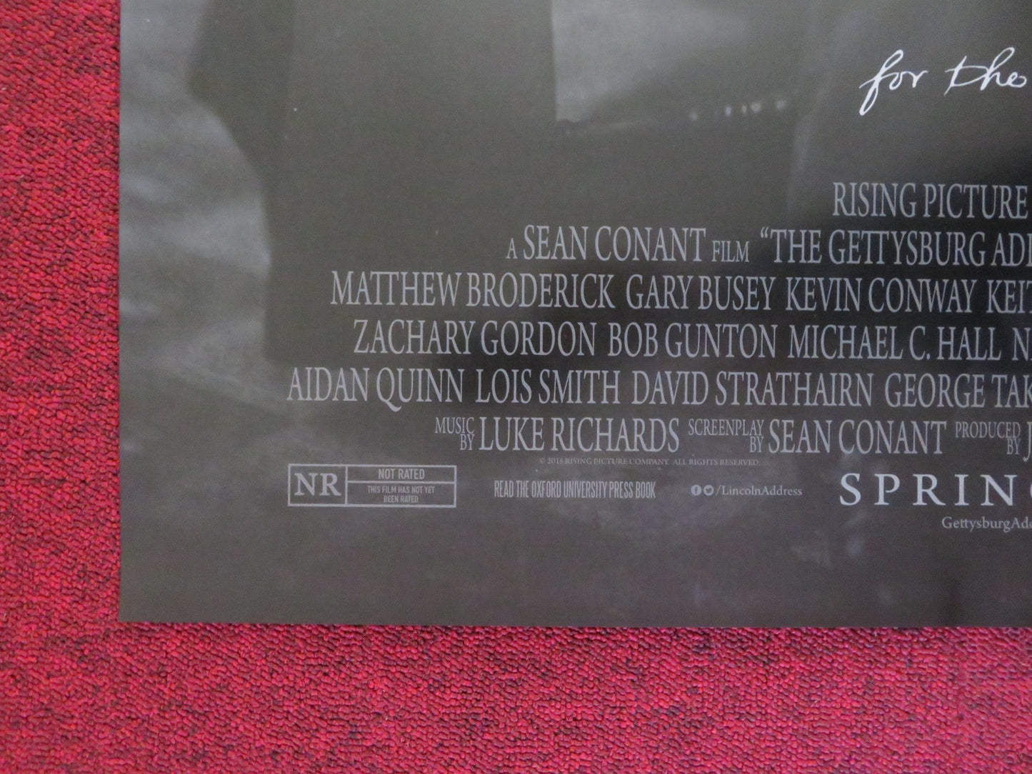 THE GETTYSBURG ADDRESS US ONE SHEET ROLLED POSTER SAM ELLIOTT 2015 Rendezvous Cinema Movie posters