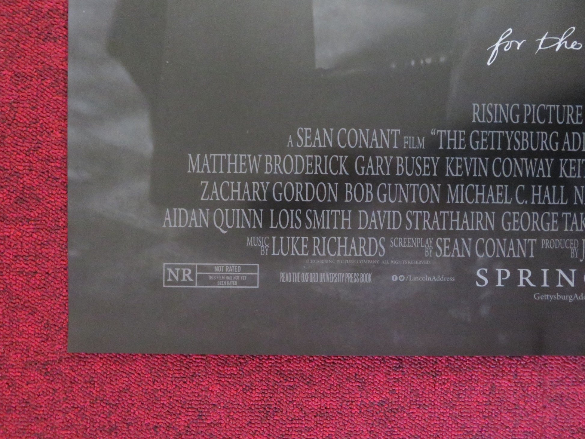 THE GETTYSBURG ADDRESS US ONE SHEET ROLLED POSTER SAM ELLIOTT 2015 Rendezvous Cinema Movie posters