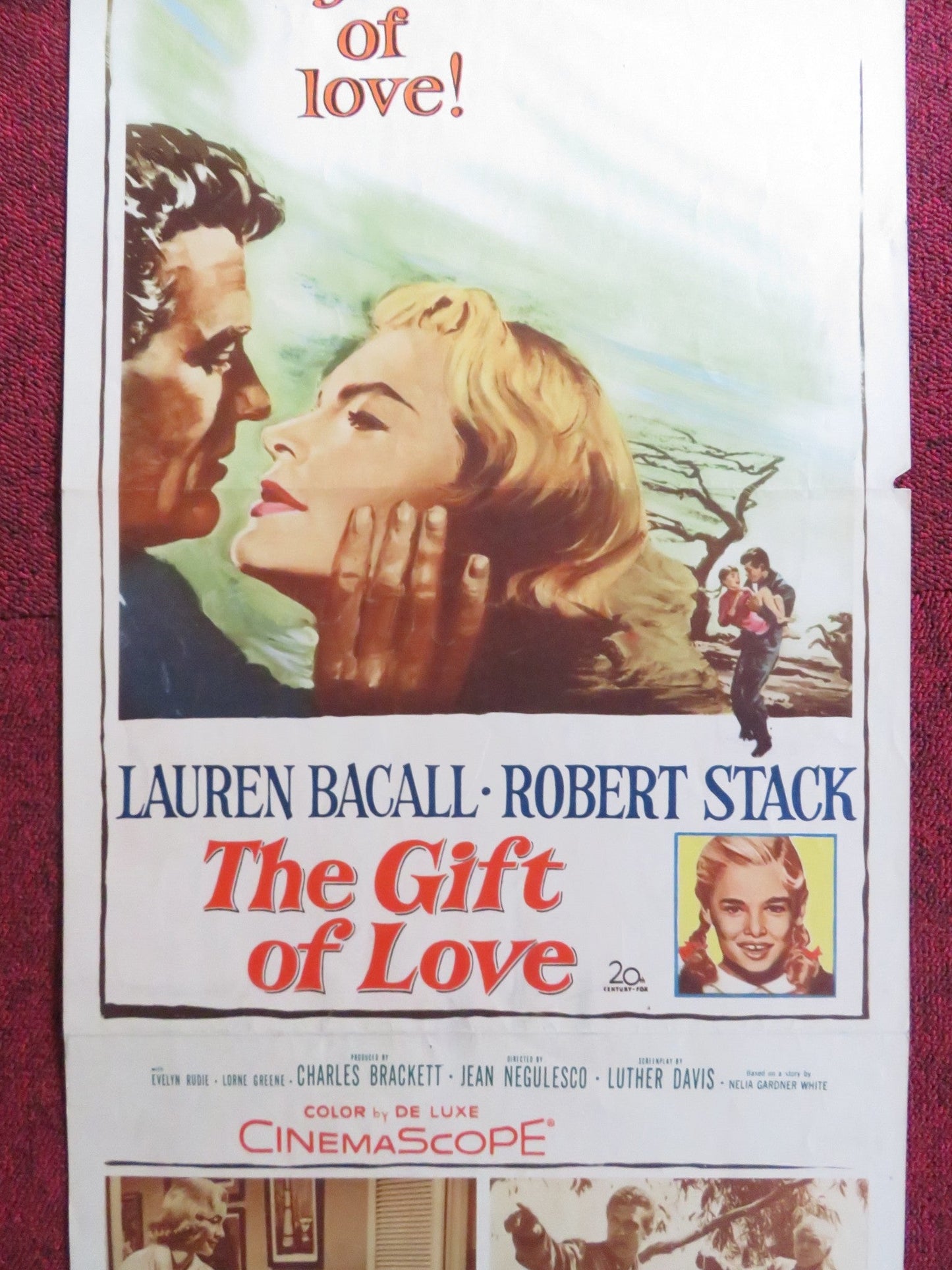 THE GIFT OF LOVE US INSERT (14"x 36") POSTER LAUREN BACALL ROBERT STACK 1958 Rendezvous Cinema Movie posters