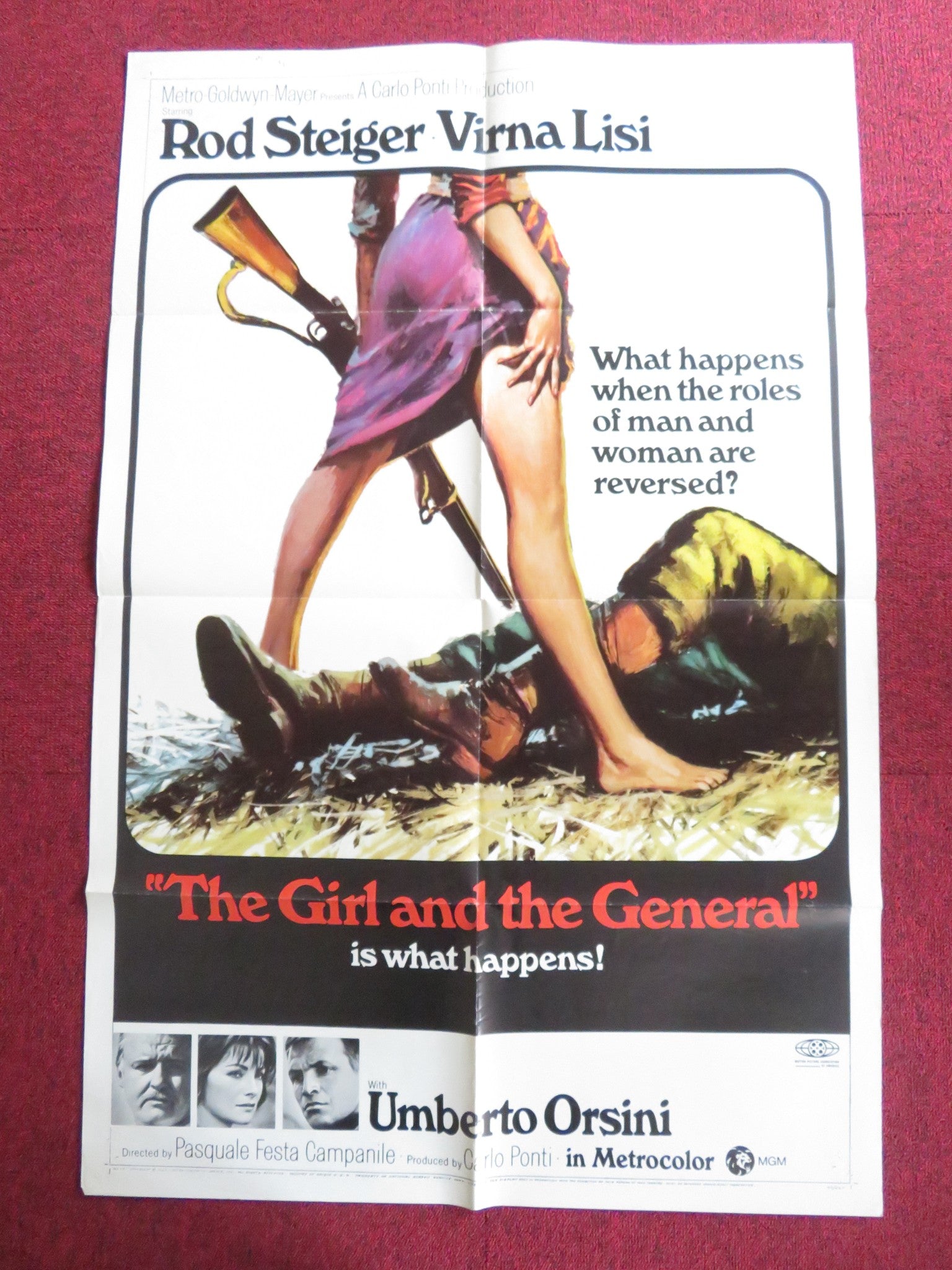 THE GIRL AND THE GENERAL FOLDED US ONE SHEET POSTER ROD STEIGER VIRNA LISI 1967 Rendezvous Cinema Movie posters