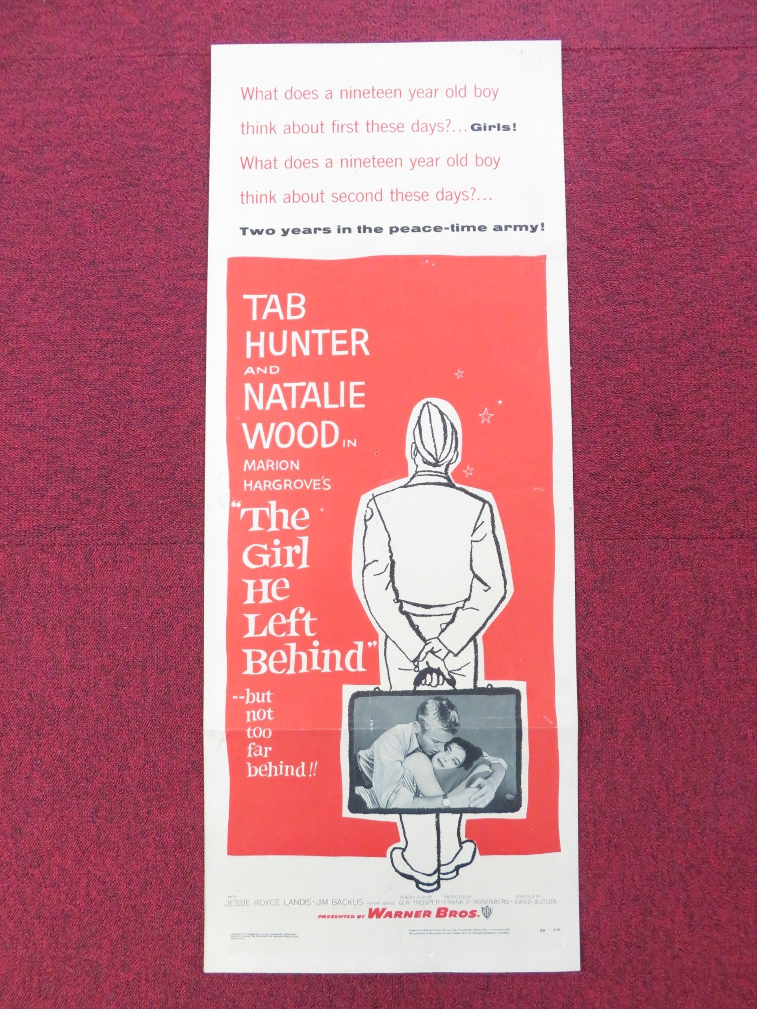 THE GIRL HE LEFT BEHIND US INSERT (14"x 36") POSTER TAB HUNTER NATALIE WOOD 1956 Rendezvous Cinema Movie posters