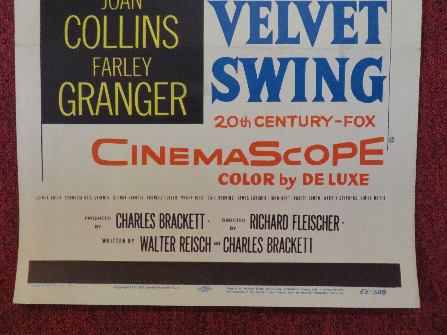 THE GIRL IN THE RED VELVET SWING US INSERT (14"x 36") POSTER JOAN COLLINS 1955 - Rendezvous Cinema