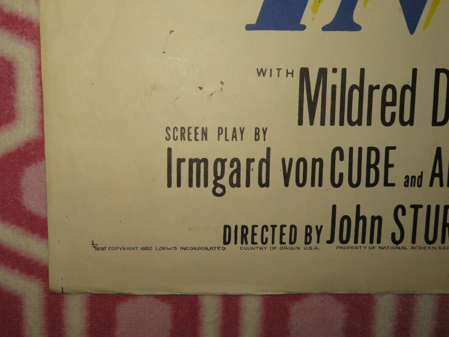 THE GIRL IN WHITE FOLDED US ONE SHEET POSTER JUNE ALLYSON ARTHUR KENNEDY 1952 Movie posters