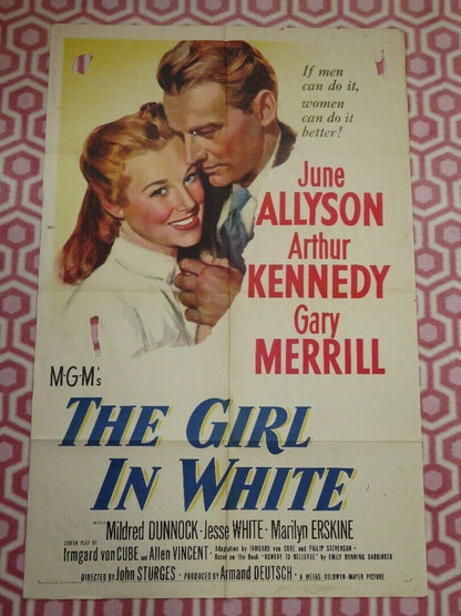 THE GIRL IN WHITE FOLDED US ONE SHEET POSTER JUNE ALLYSON ARTHUR KENNEDY 1952 Movie posters
