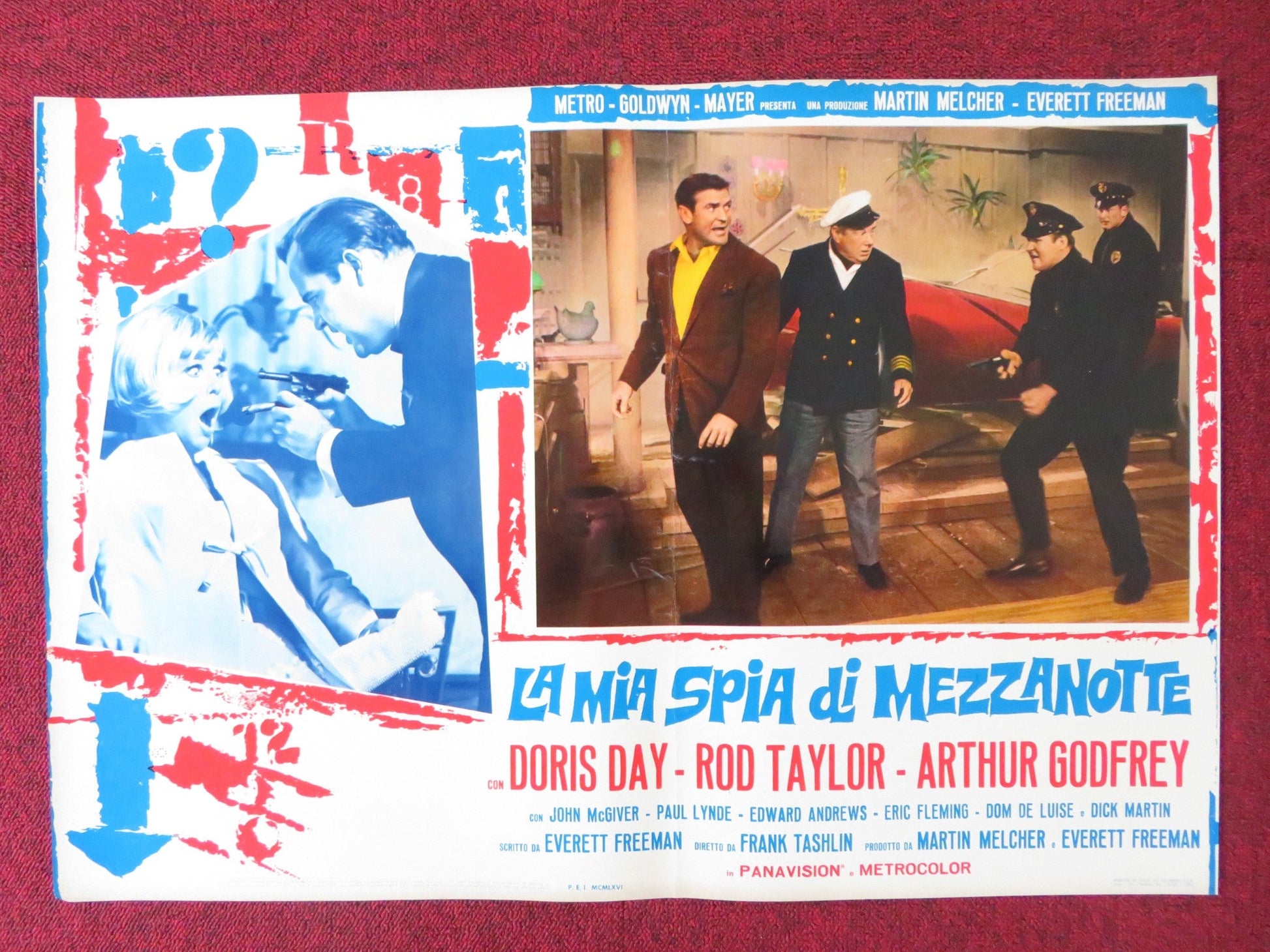 THE GLASS BOTTOM BOAT - F ITALIAN FOTOBUSTA POSTER DORIS DAY ROD TAYLOR 1966 Rendezvous Cinema Movie posters
