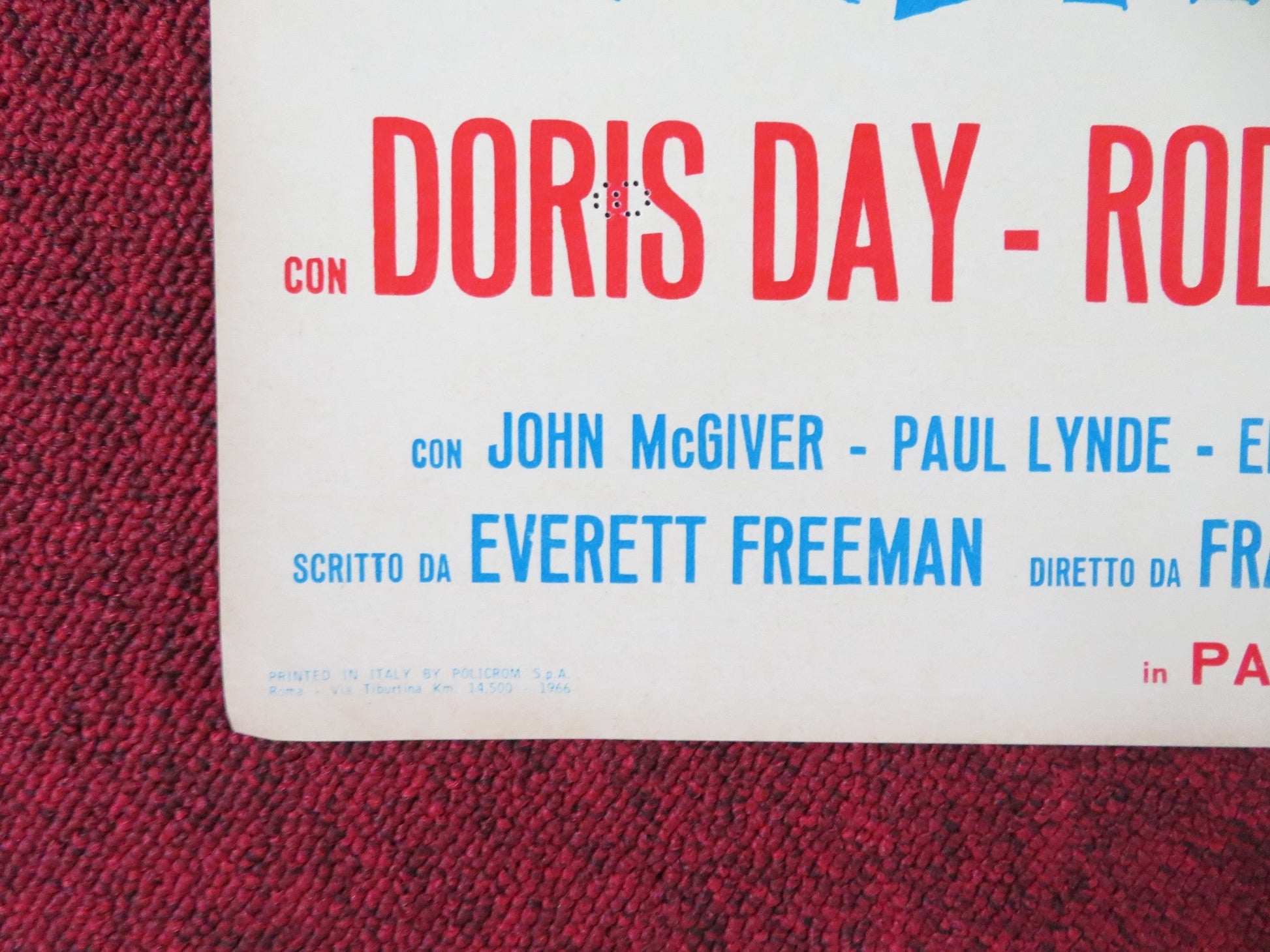 THE GLASS BOTTOM BOAT - J ITALIAN FOTOBUSTA POSTER DORIS DAY ROD TAYLOR 1966 Rendezvous Cinema Movie posters