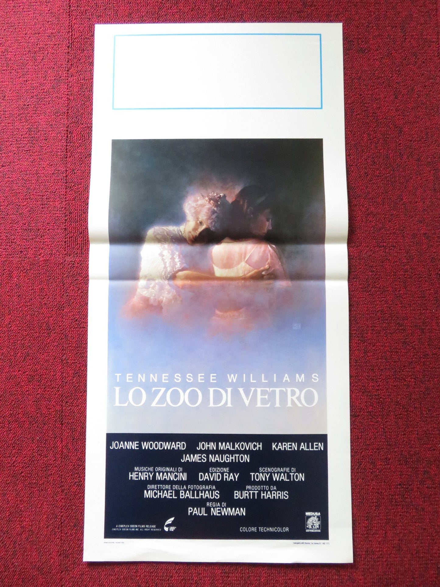 THE GLASS MENAGERIE ITALIAN LOCANDINA POSTER JOANNE WOODWARD JOHN MALKOVICH 1987 Rendezvous Cinema Movie posters