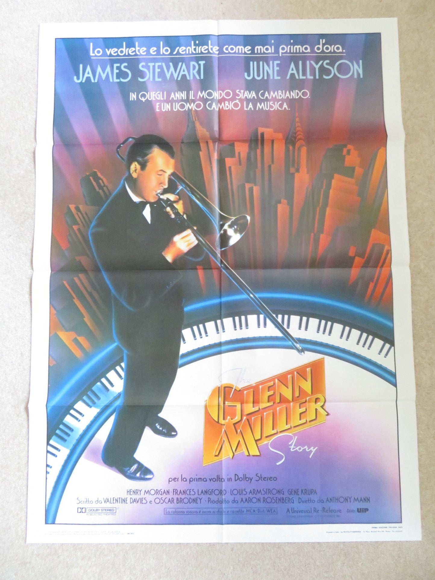 THE GLENN MILLER STORY ITALIAN 2 FOGLIO POSTER JAMES STEWART JUNE ALLYSON R1985 Rendezvous Cinema Movie posters