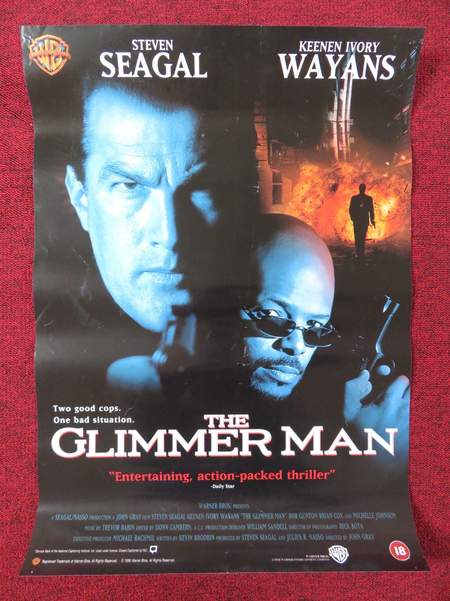 THE GLIMMER MAN VHS VIDEO POSTER STEVEN SEAGAL KEENEN IVORY WAYANS 1996 Rendezvous Cinema Movie posters