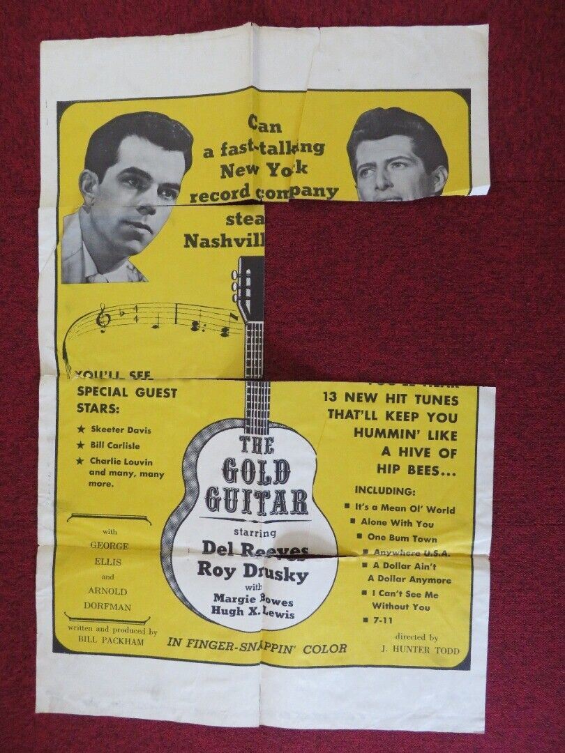 THE GOLD GUITAR ONE FOLDED US ONE SHEET POSTER DEL REEVES ROY DRUSKY 1966 Movie posters