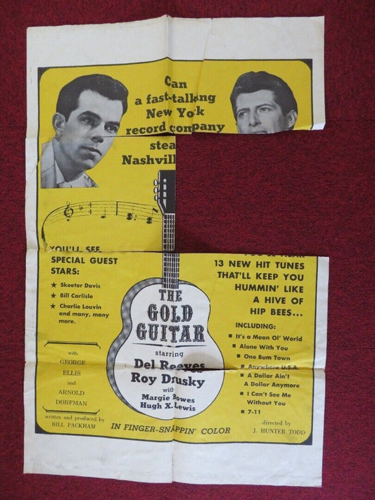 THE GOLD GUITAR ONE FOLDED US ONE SHEET POSTER DEL REEVES ROY DRUSKY 1966 Movie posters