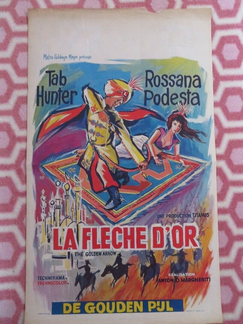 THE GOLDEN ARROW/ LA FLECHE D'OR BELGIUM (22.5"x 13.5") POSTER TAB HUNTER 1962 Movie posters