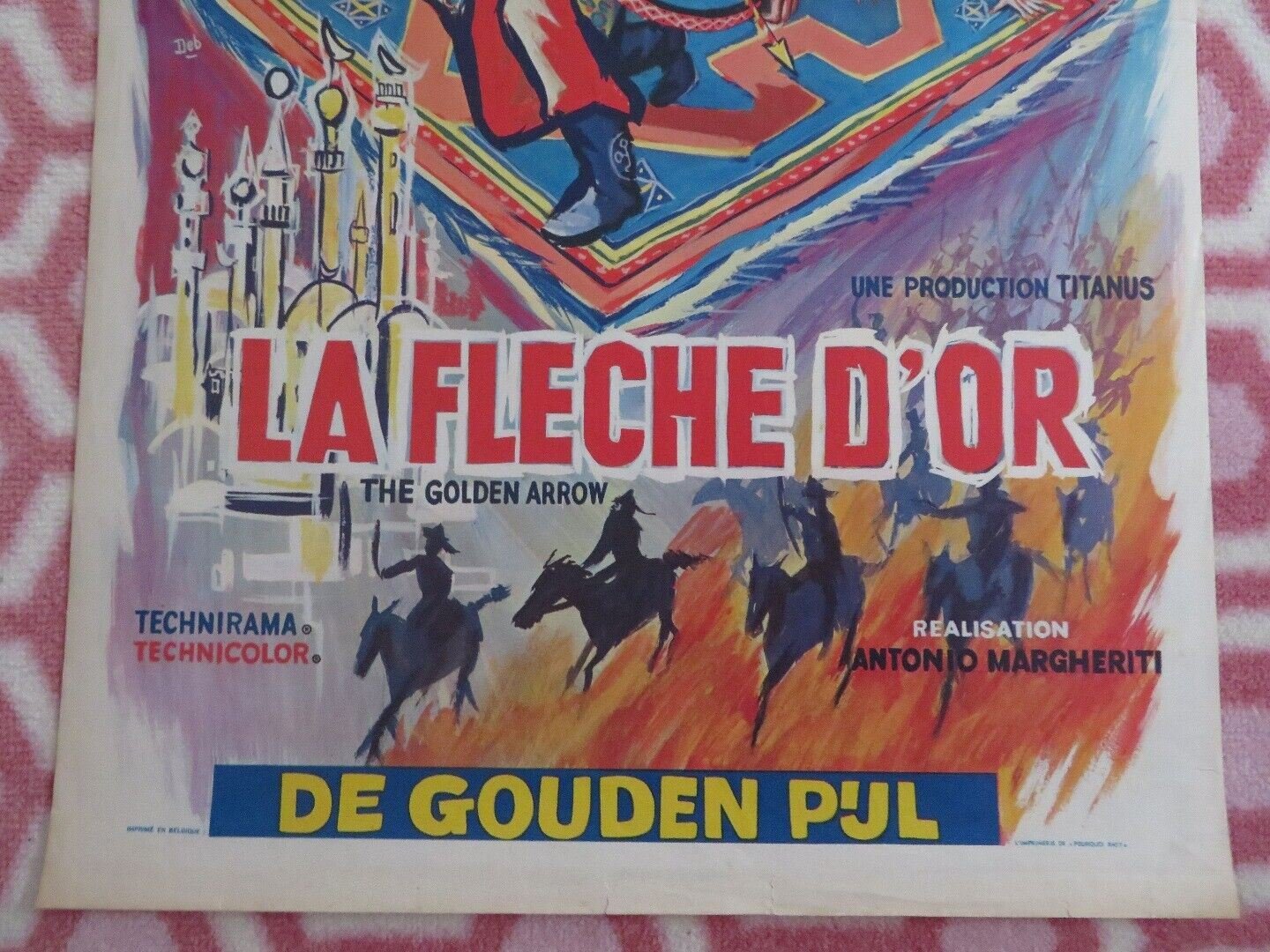THE GOLDEN ARROW/ LA FLECHE D'OR BELGIUM (22.5"x 13.5") POSTER TAB HUNTER 1962 Movie posters