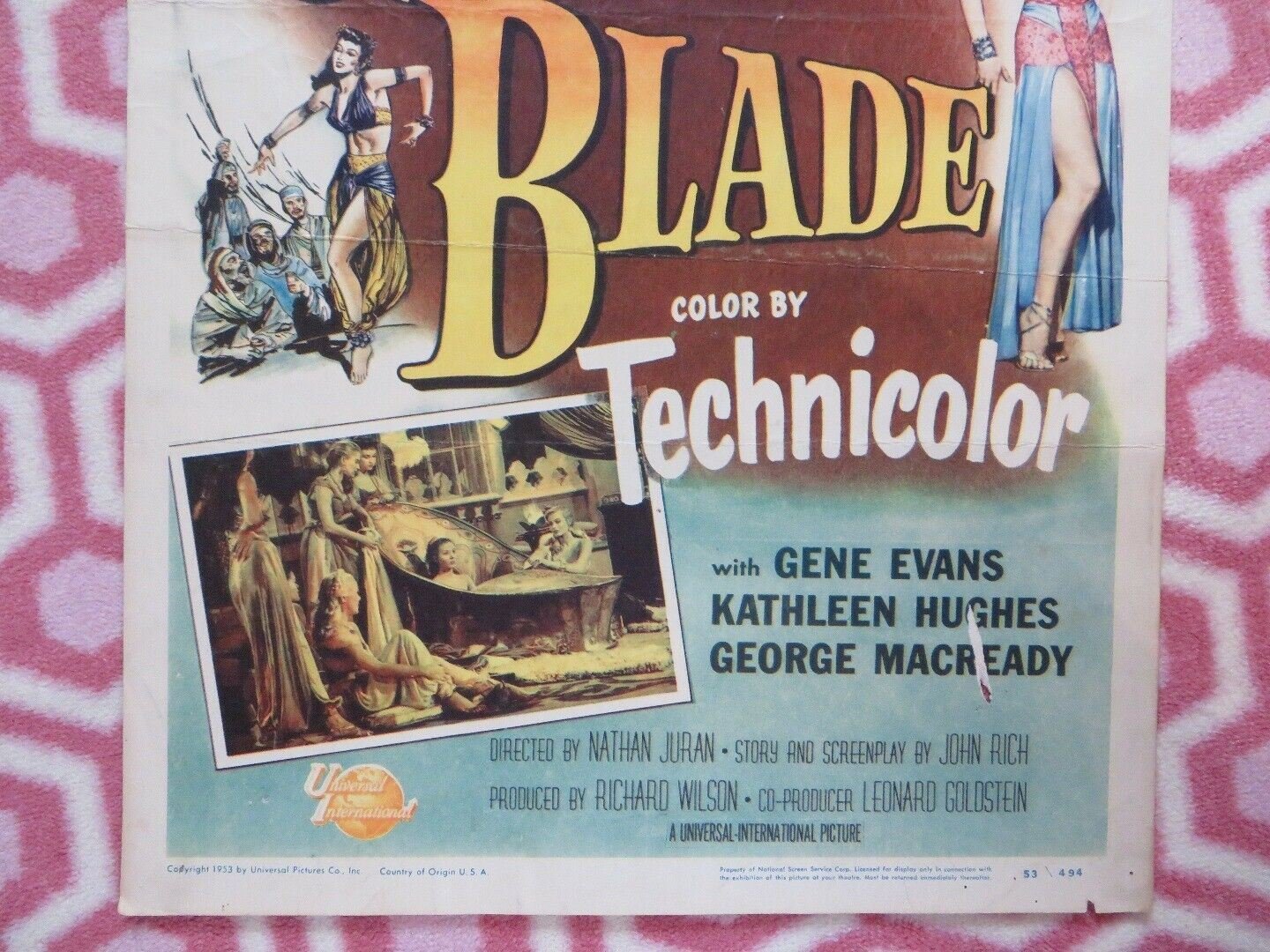THE GOLDEN BLADE US INSERT (14"x 36") POSTER ROCK HUDSON PIPER LAURIE 1953 - Rendezvous Cinema