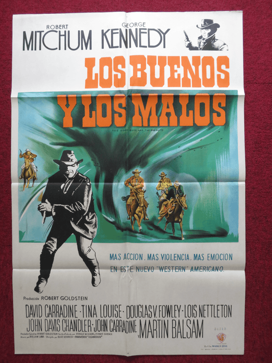 THE GOOD GUYS AND THE BAD GUYS FOLDED ARGENTINA ONE SHEET POSTER ROBERT MITCHUM Rendezvous Cinema Movie posters