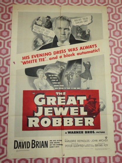 THE GREAT JEWEL ROBBER FOLDED US ONE SHEET POSTER DAVID BRIAN 1950 Movie posters