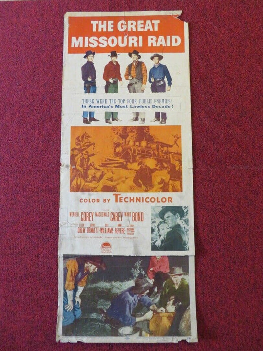 THE GREAT MISSOURI RAID US INSERT (14"x 36") POSTER WENDALL COREY 1951 Movie posters