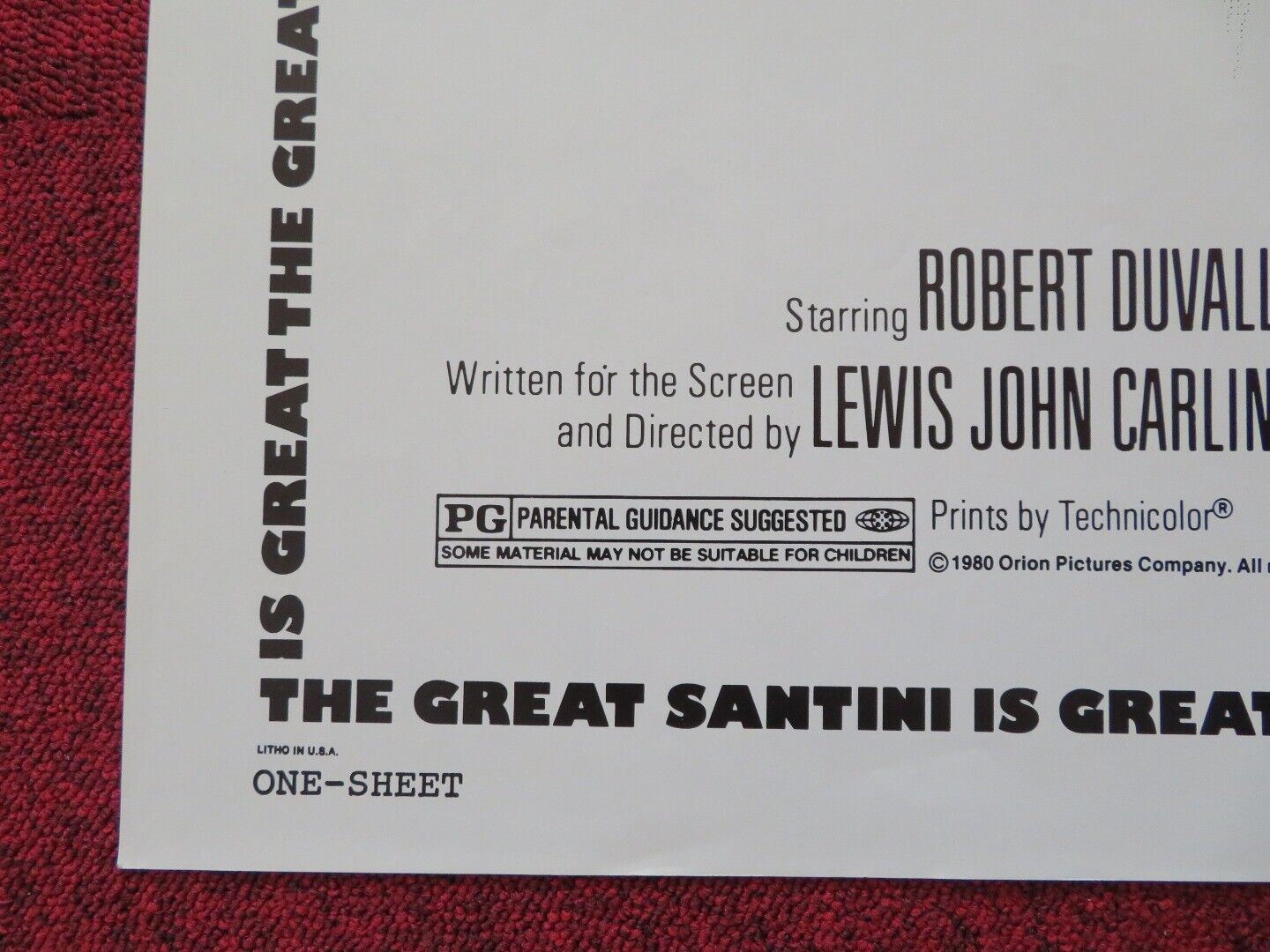THE GREAT SANTINI FOLDED US ONE SHEET POSTER ROBERT DUVALL BLYTHE DANNER 1979 Movie posters