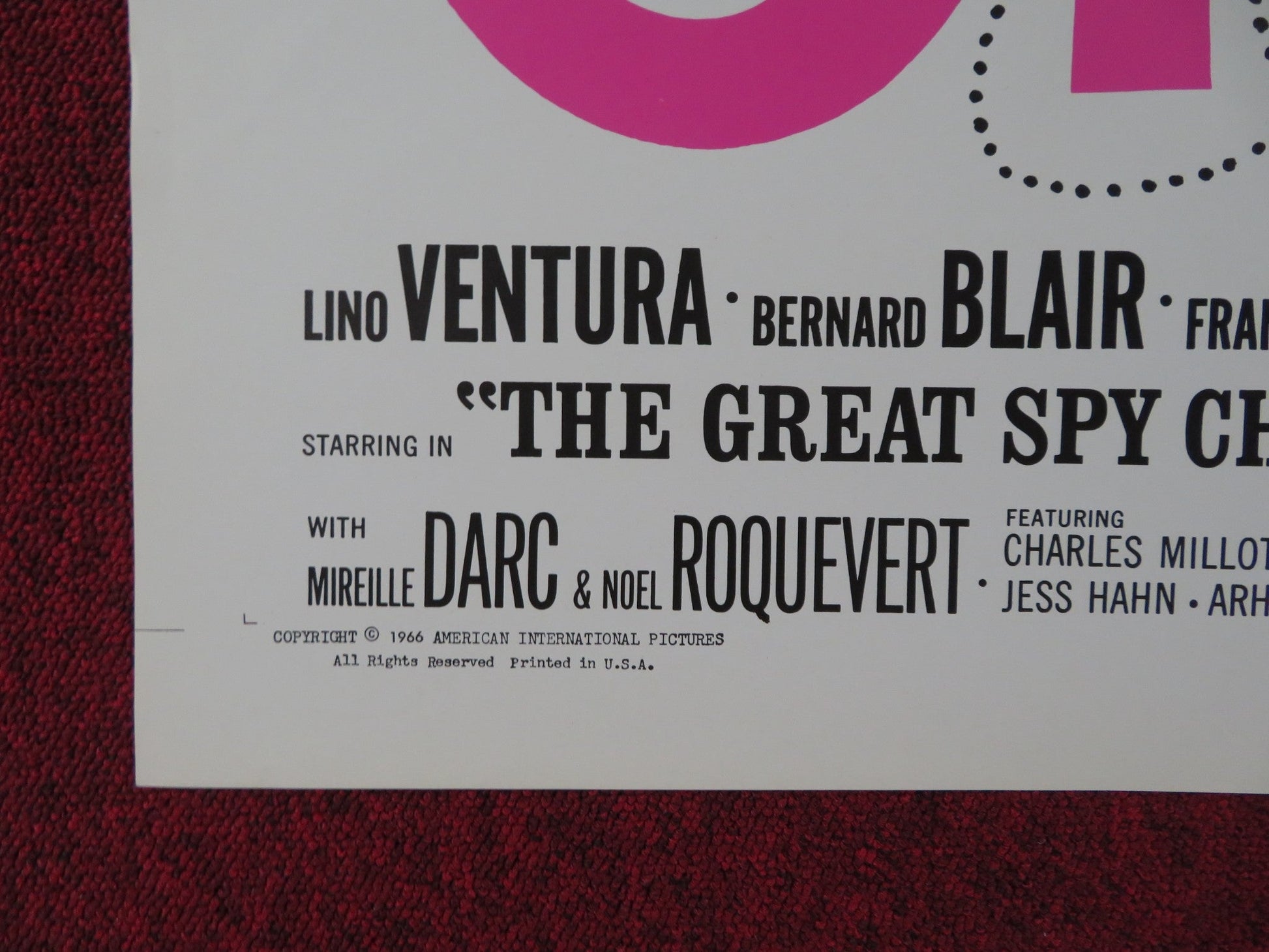 THE GREAT SPY CHASE FOLDED US ONE SHEET POSTER LINO VENTURA BERNARD BLAIR 1966 Rendezvous Cinema Movie posters